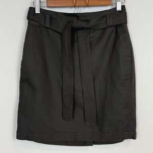 Banana Republic Factory Brown Linen Cotton Tie Belt Mini Skirt 0